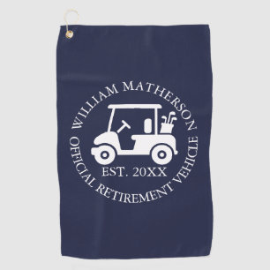 Funny Custom Retirement Cart Buggy Navy Blue Golf Towel