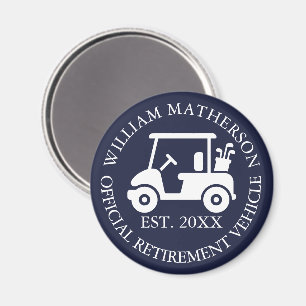Funny Custom Retirement Cart Buggy Navy Blue Magnet