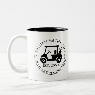 Funny Custom Retirement Golf Cart Buggy Two-Tone Coffee Mug