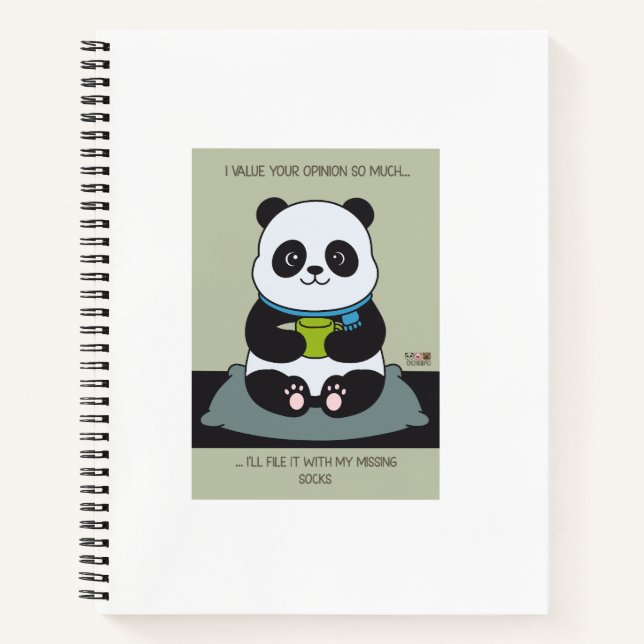 Funny Custom Sarcastic Panda Opinion Coworker Gift Notebook (Front)
