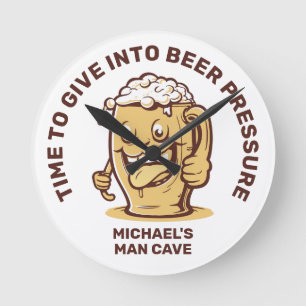 Funny Custom Text Beer Round Clock