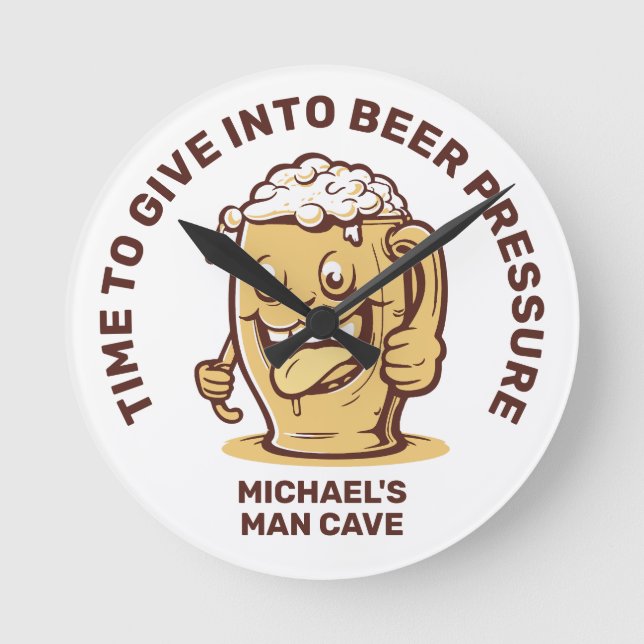 Funny Custom Text Beer Round Clock (Front)