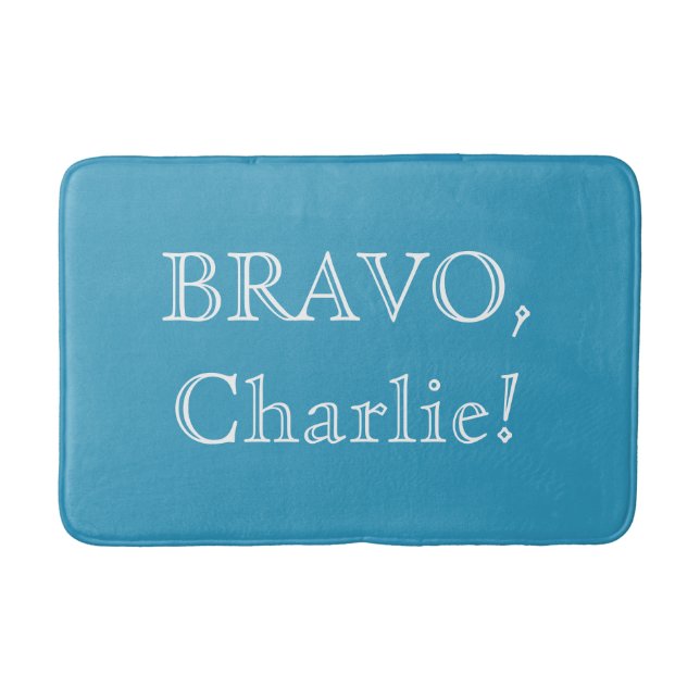 Funny custom text & colour bath mat (Front)