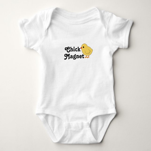 Funny custom toddler Chick Magnet Baby Bodysuit (Front)