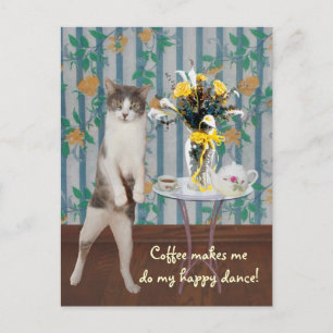 Funny Customisable Coffee Cat/Kitty Postcard