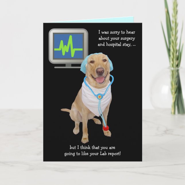 Funny Customisable Lab Report Get Well Card (Front)