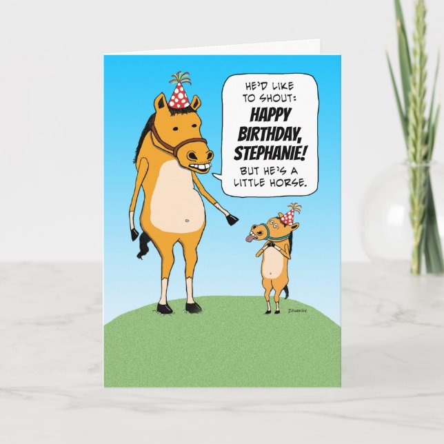 Funny Customisable Little Horse Birthday Card (Front)