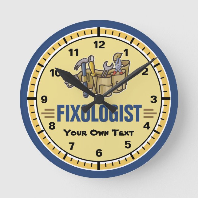 Funny Customise It Handyman Round Clock (Front)