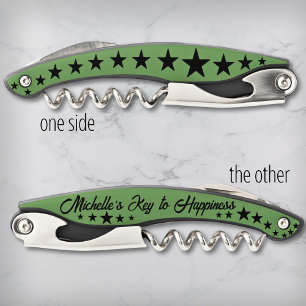 Funny customized corkscrew, key to happiness corkscrew