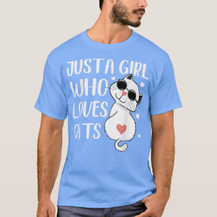 Funny & Cut Cat Tee For Girls, Just a Girl Who Lov