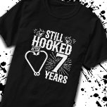 Funny Cute 7th Anniversary Couples Married 7 Years T-Shirt<br><div class="desc">This fun 7th wedding anniversary design is perfect for fishing couples that have been married for 7 years and are still hooked on each other & love to go fishing! Great for a 7th wedding anniversary party to celebrate 7 years of marriage! Features "Still Hooked After 7 Years" wedding anniversary...</div>