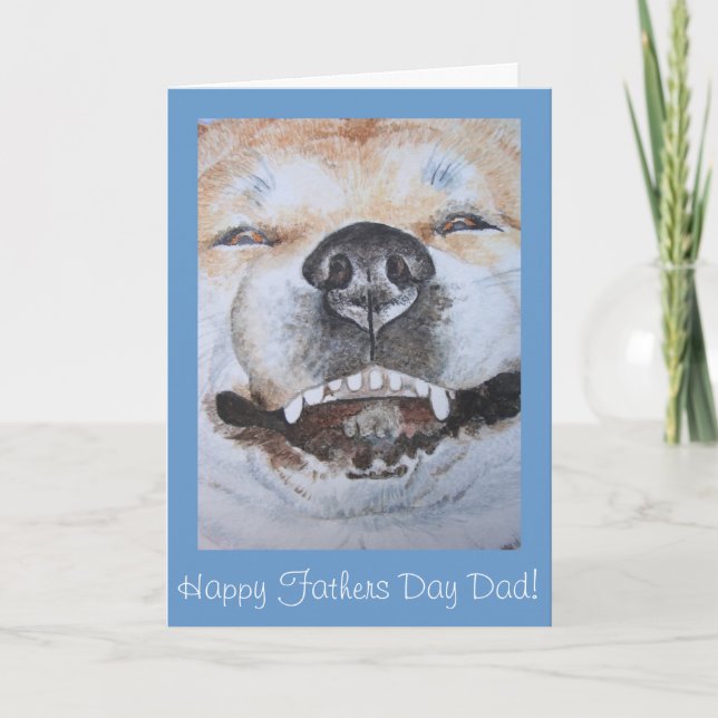 funny cute akita smiling dog for dad card (Front)