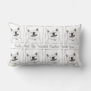 funny cute akita smiling realist dog art lumbar cushion