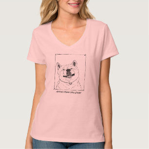 funny cute akita smiling realist dog art T-Shirt