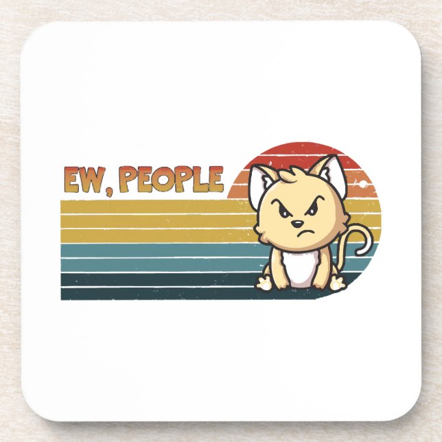 Funny Cute Angry Cat People Coaster (Front)