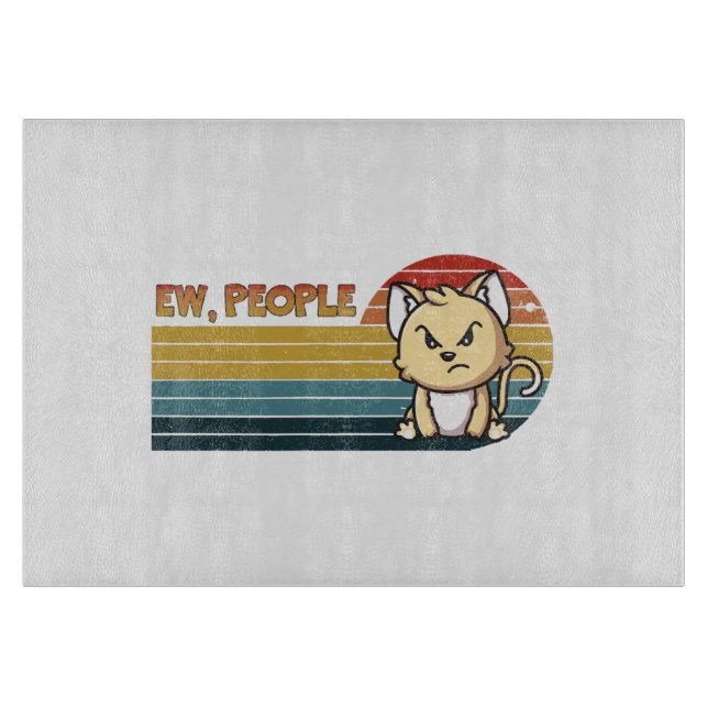 Funny Cute Angry Cat People Cutting Board (Front)