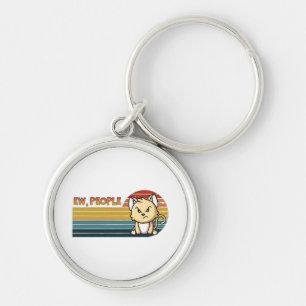 Funny Cute Angry Cat People Key Ring
