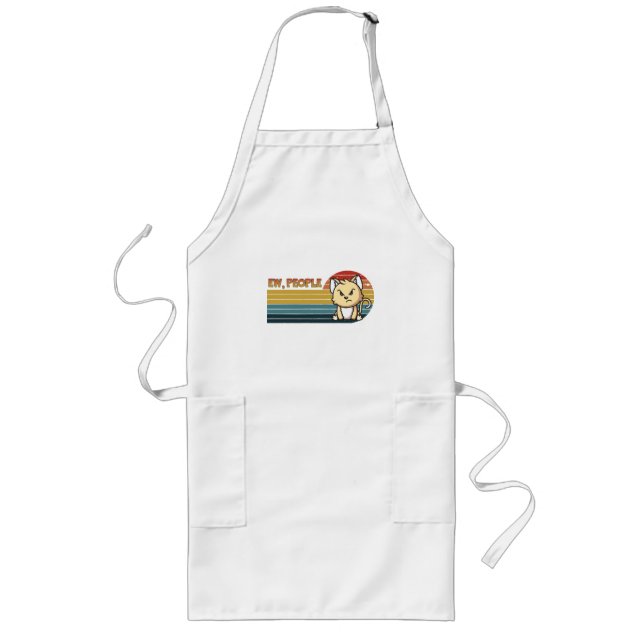 Funny Cute Angry Cat People Long Apron (Front)