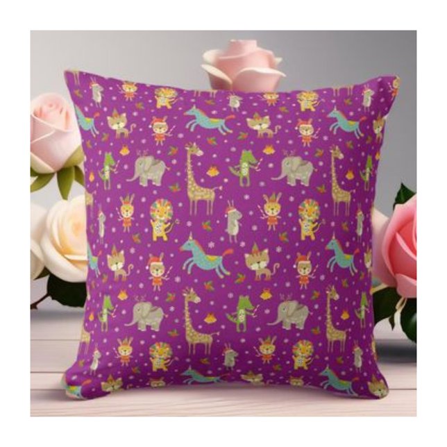 Funny Cute Animals Celebrating Christmas Cushion (Creator Uploaded)