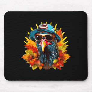 Funny Cute Autumn Thanksgiving Turkey Christmas Au Mouse Pad