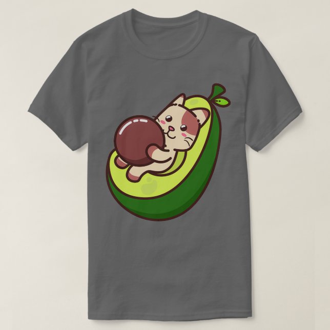 Funny Cute Avocado Cat T-Shirt (Design Front)
