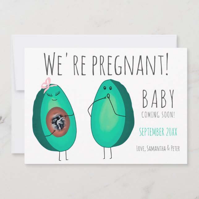 Funny cute avocado ultrasound photo pregnancy announcement (Front)