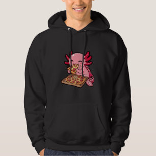 Funny Cute Axolotl Eating Salami Pizza Slice Anime Hoodie