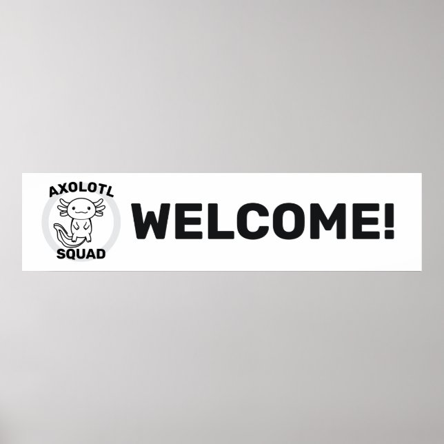 Funny cute Axolotl Squad custom editable black Poster (Front)