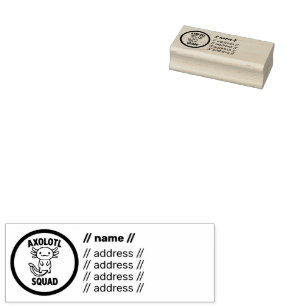 Funny cute Axolotl Squad custom editable black Rubber Stamp