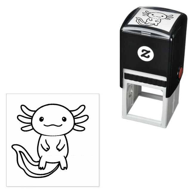 Funny cute Axolotl Squad custom editable black Self-inking Stamp (In Situ)