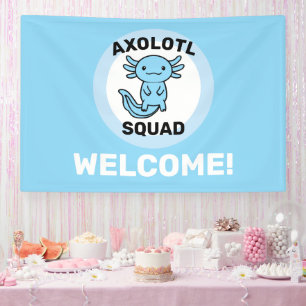 Funny cute Axolotl Squad custom editable blue Banner