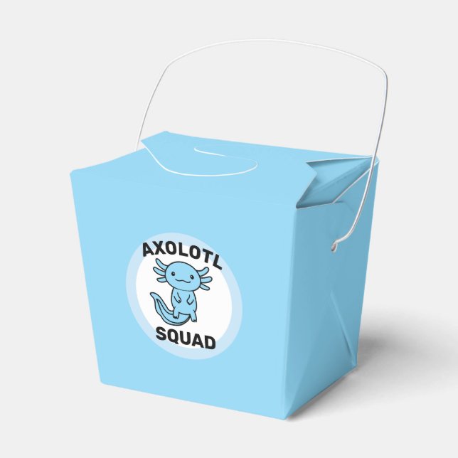 Funny cute Axolotl Squad custom editable blue Favour Box (Front Side)