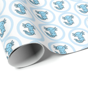 Funny cute Axolotl Squad custom editable blue Wrapping Paper