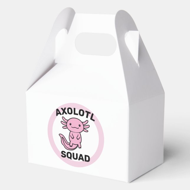 Funny cute Axolotl Squad custom editable pink Favour Box (Front)