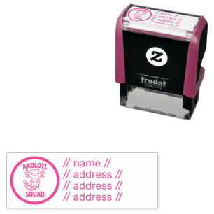 Funny cute Axolotl Squad custom editable pink Self-inking Stamp