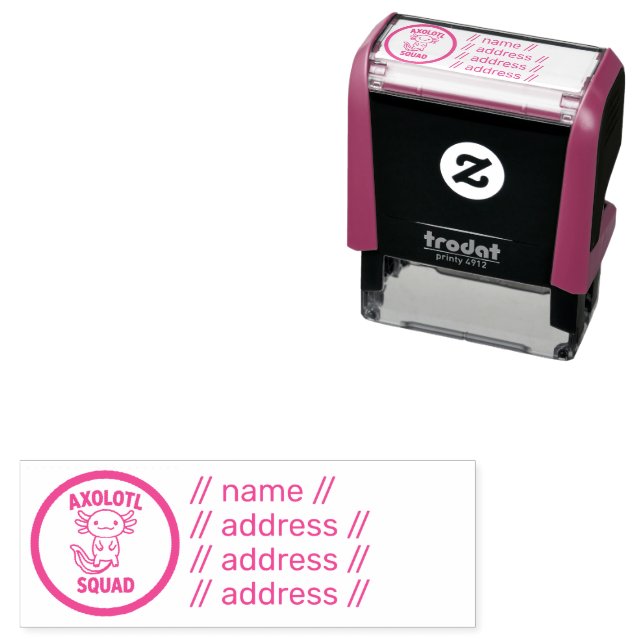 Funny cute Axolotl Squad custom editable pink Self-inking Stamp (In Situ)