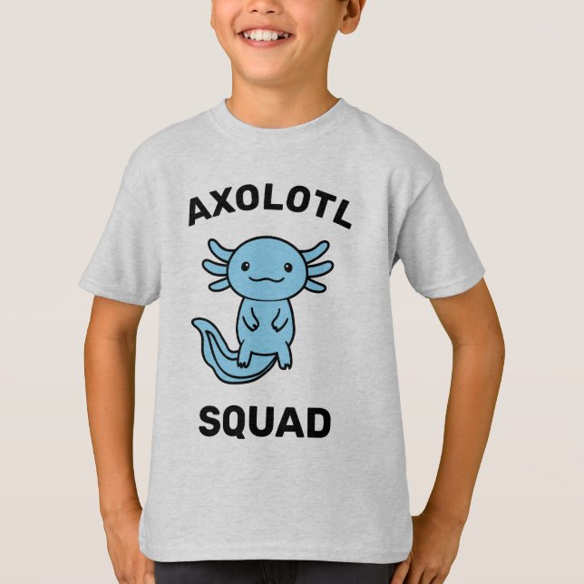 Funny cute Axolotl Squad custom editable pink T-Shirt (Front)