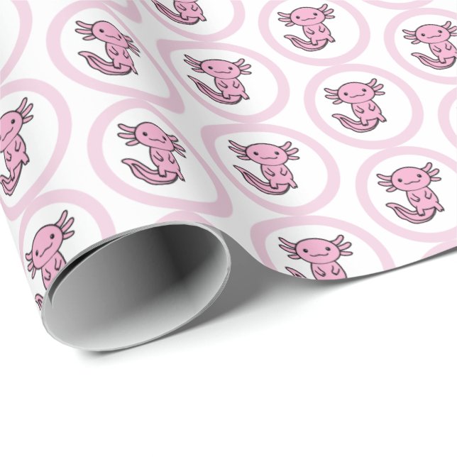 Funny cute Axolotl Squad custom editable pink Wrapping Paper (Roll Corner)