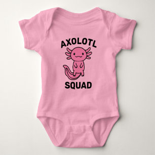 Funny cute Axolotl Squad Party editable blue pink Baby Bodysuit