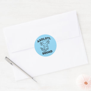 Funny cute Axolotl Squad Party editable blue pink Classic Round Sticker