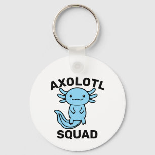 Funny cute Axolotl Squad Party editable blue pink Key Ring