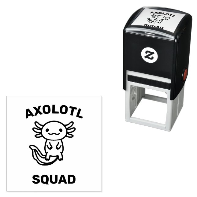 Funny cute Axolotl Squad Party editable blue pink Self-inking Stamp (In Situ)
