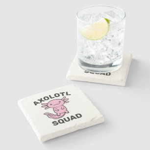 Funny cute Axolotl Squad Party editable blue pink Stone Coaster