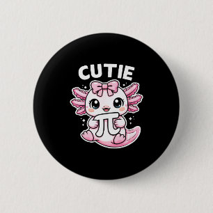 Funny cute axolotl symbol math teacher cutie 6 cm round badge