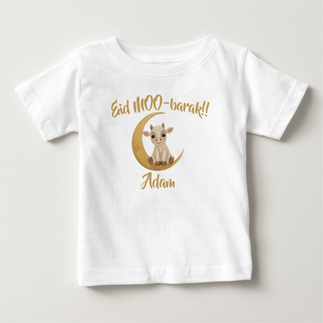 Funny cute Baby Cow Eid Adha funny Baby Name T-Shirt (Front)