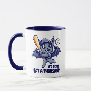 Funny Cute Bat Yes I Can Bat a Thousand! Mug