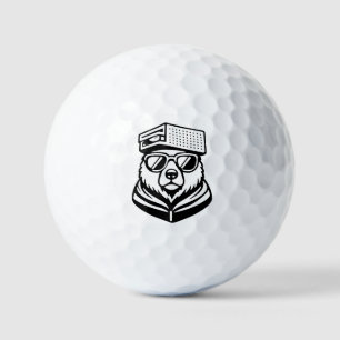 Funny Cute Bear With A Cheese Graters Hat Golf Balls