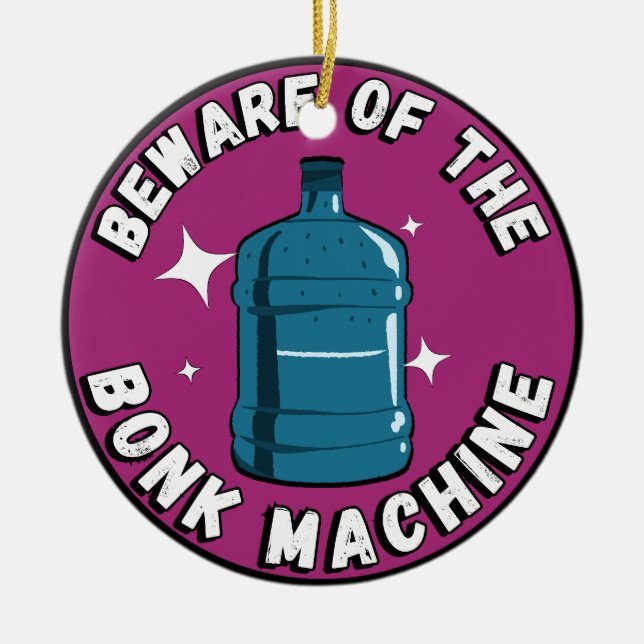 Funny Cute beware of the bonk machine / palestine  Ceramic Tree Decoration (Front)