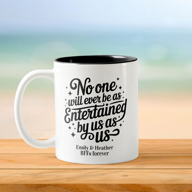 Funny Cute BFFs Bestie Swirly Friendship Two-Tone Coffee Mug (Creator Uploaded)