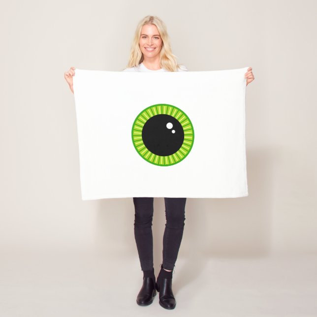 Funny Cute Big Green Eyeball Fleece Blanket (In Situ)